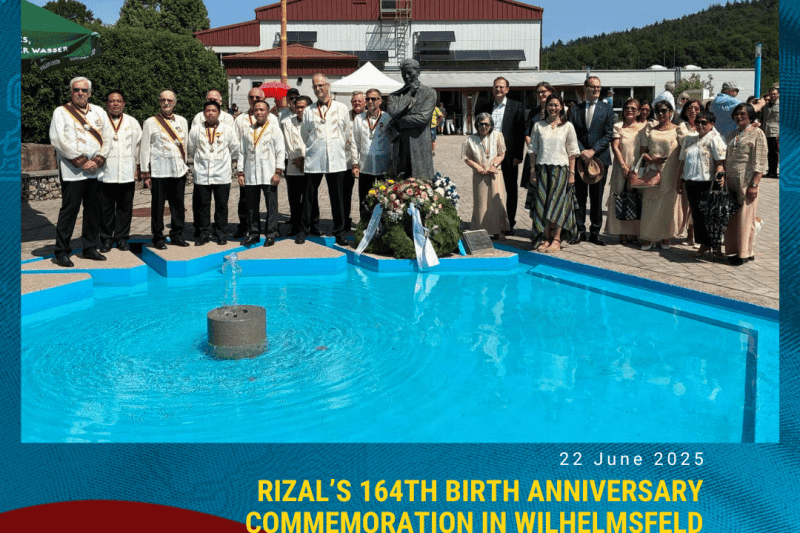 RIZAL’s 164th BIRTH ANNIVERSARY COMMEMORATION IN WILHELMSFELD HIGHLIGHTS HIS ROLE IN SHAPING PH GUEST OF HONOUR THEME