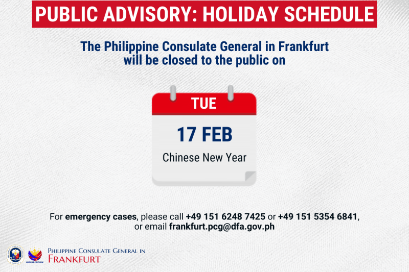 Holiday Schedule for February 2026