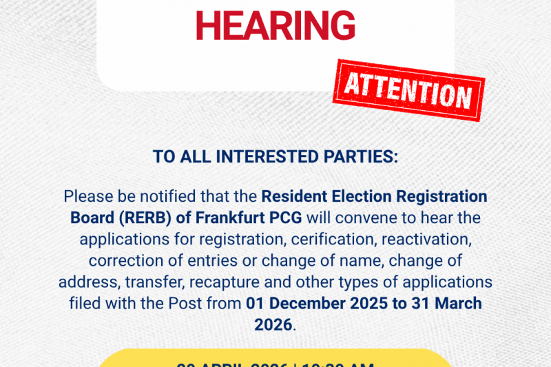 Notice of RERB Hearing for applications filed from 01 December 2025 to 31 March 2026