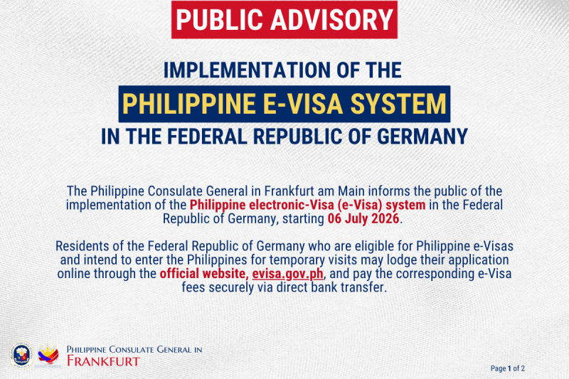 Implementation of the Philippine e-visa system in the Federal Republic oF Germany
