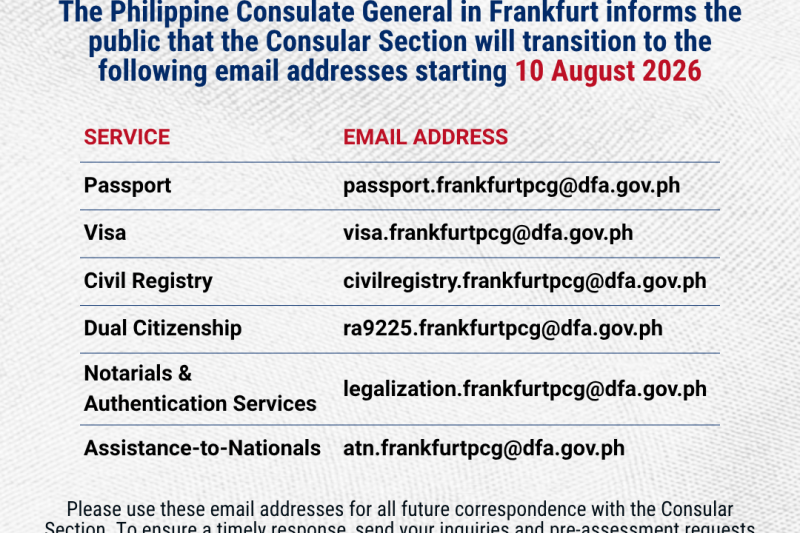 New Email Addresses of the Consular Section