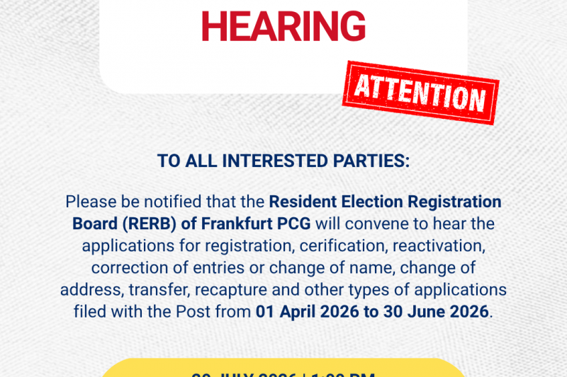 Notice of RERB Hearing for applications filed from 01 April 2026 to 30 June 2026